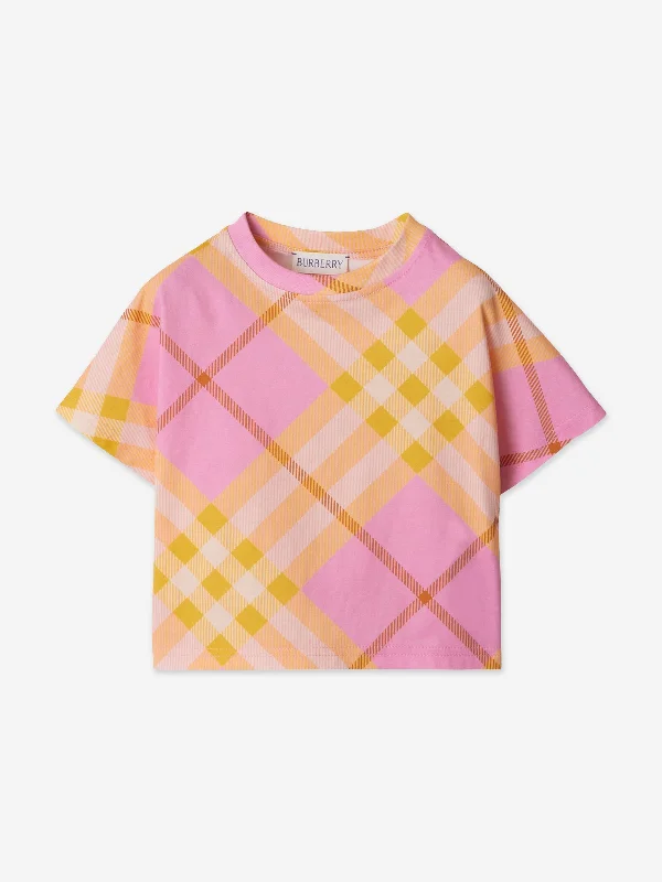 Burberry Baby Girls Mini Lilia Check T-Shirt in Pink