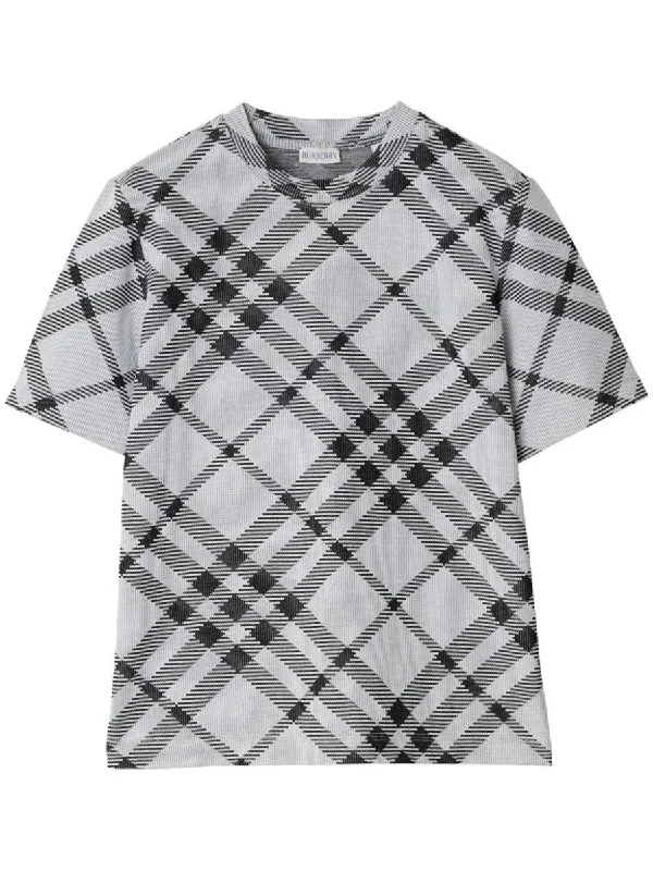 Burberry Check Cotton Stretch T-Shirt Clothing