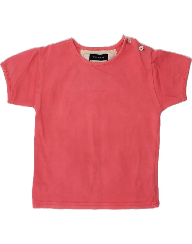 BURBERRY Girls T-Shirt Top 2-3 Years Pink Cotton